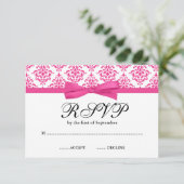 Bow ruban imprimé en damas rose RSVP (Debout devant)
