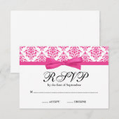 Bow ruban imprimé en damas rose RSVP (Devant / Derrière)
