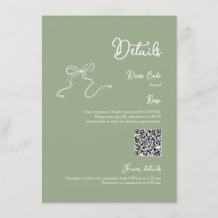Bow Sage Green Details Qr code RSVP Informatiekaartje