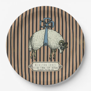 Bow Sheep™ Collectie - Birth Info / 9 inch Papieren Bordje
