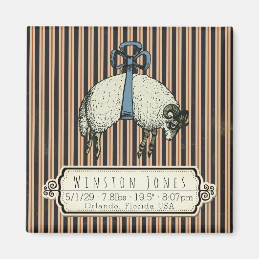  Bow Sheep™ Collectie - Birth Info / Magneet (Voorkant)