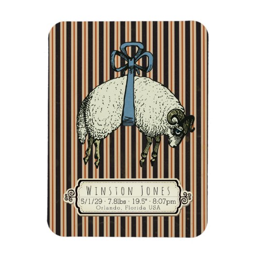 Bow Sheep Collectie™ - Birth Info / Magneet (Verticaal)