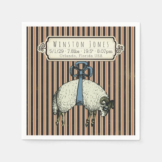  Bow Sheep™ Collectie - Birth Info / Servet (Voorkant)