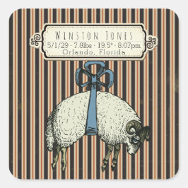 Bow Sheep™ Collectie - Birth Info / Vierkante Sticker