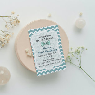 Bow Stropdas 1e verjaardag Uitnodiging