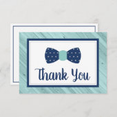 Bow Stropdas bedankje, Navy, Aqua Bedankkaart (Voorkant / Achterkant)