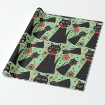 Bow Stropdas Black Cat Wrapping Paper