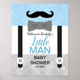 Bow stropdas blauw grijs babyjongetje welkomstbord poster