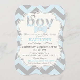 Bow-stropdas en Chevron Print Boy Baby shower uitn Kaart