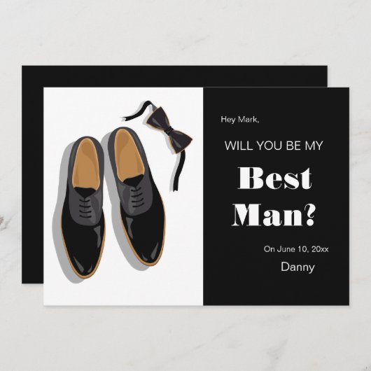 Bow Stropdas en Dress Shoes Best Man Request Kaart (Voorkant / Achterkant)