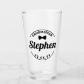 Bow Stropdas gebogen tekst naam datum groomman bru Glas (Voorkant)