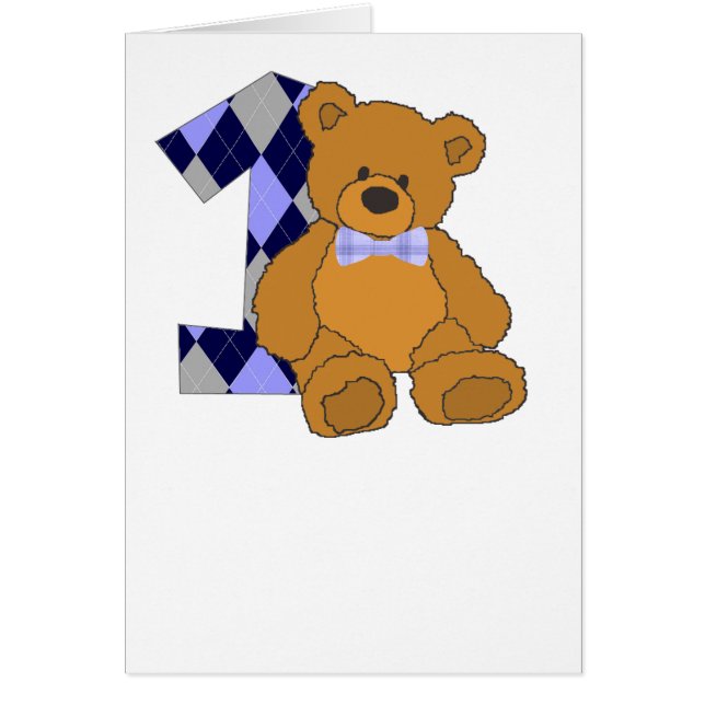 Bow Stropdas Teddy Bear met nummer 1 (Voorkant)