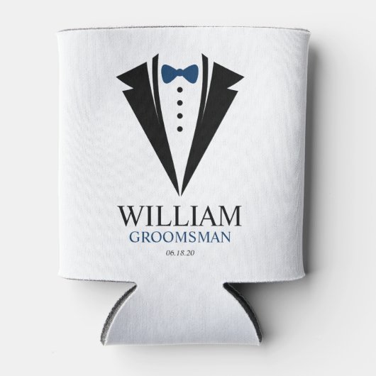 Bow Stropdas Tuxedo "Groomsman" gepersonaliseerd Blikjeskoeler (Voorkant)