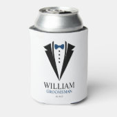 Bow Stropdas Tuxedo "Groomsman" gepersonaliseerd Blikjeskoeler (Blikje Achterkant)