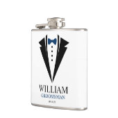 Bow Stropdas Tuxedo "Groomsman" gepersonaliseerd Heupfles (Links)