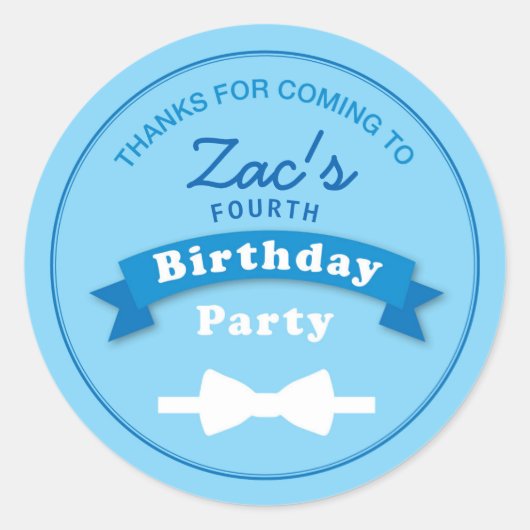 Bow Stropdas Verjaardagsfeestje Dank u Sticker (Voorkant)