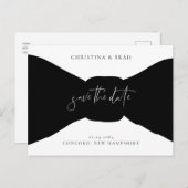 Bow Stropdas zwart-wit Save the Date Announounding Briefkaart (Voorkant / Achterkant)