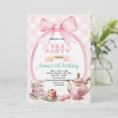 Bow tea party Invitation Kaart (Staand voorkant)