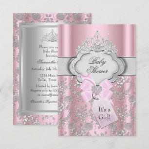  Bow Tiara Princess Baby shower Uitnodiging