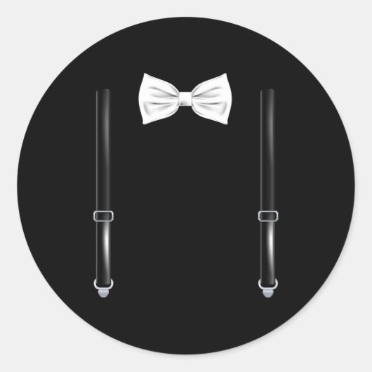 Bow Tie With Suspenders Funny Wedding And Special Ronde Sticker (Voorkant)