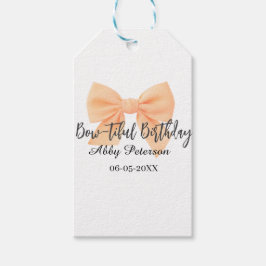 Bow-tiful birthday orange bow name date simple pas cadeaulabel