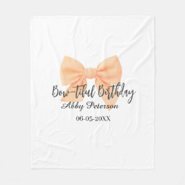 Bow-tiful birthday orange bow name date simple pas fleece deken