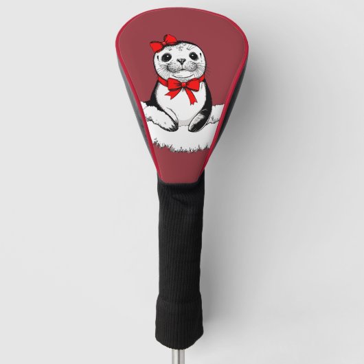 Bow-tiful Seal – Christmas Edition Golfheadcover (Voorkant)