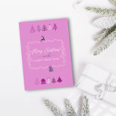 Bow & Trees Doodle Pastel Lavander Carte de vacanc