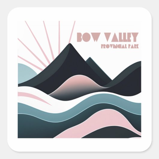 Bow Valley Provincial Park Gekleurde heuvels Vierkante Sticker (Voorkant)