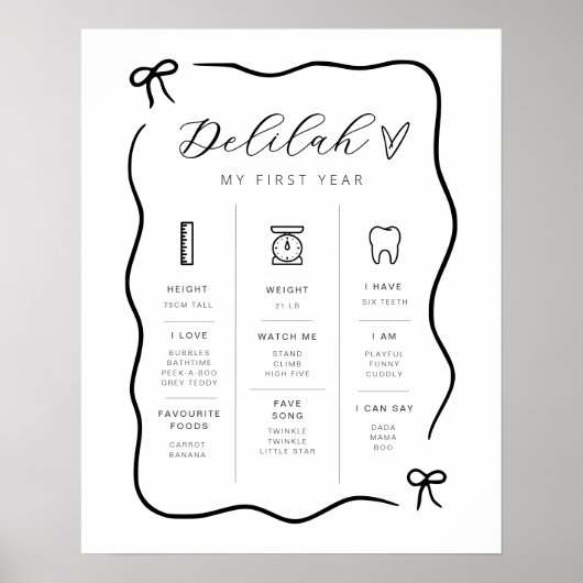 Bow Wavy Border Milestone Poster (Voorkant)