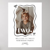Bow Wavy Border Photo 2nd Birthday Affiche de bien (Devant)