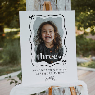 Bow Wavy Border Photo 3e Affiche de bienvenue d'an