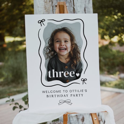 Bow Wavy Border Photo 3e Affiche de bienvenue d'an