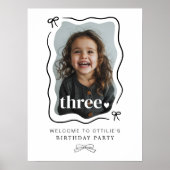 Bow Wavy Border Photo 3e Affiche de bienvenue d'an (Devant)