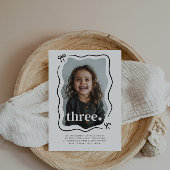 Bow Wavy Border Photo 3e anniversaire Invitation