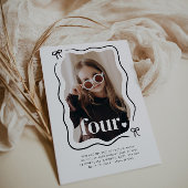 Bow Wavy Border Photo 4Anniversaire Invitation