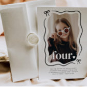 Bow Wavy Border Photo 4Anniversaire Invitation