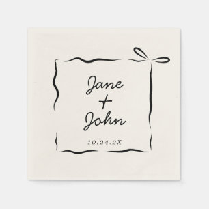 Bow Wedding Cocktail servetten Handgetrokken