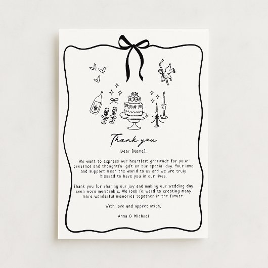 Bow Whimsical, carte de remerciements mariage dess