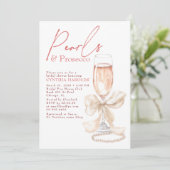 Bow White Pearls & Prosecco Rosé Bridal Shower Kaart (Staand voorkant)