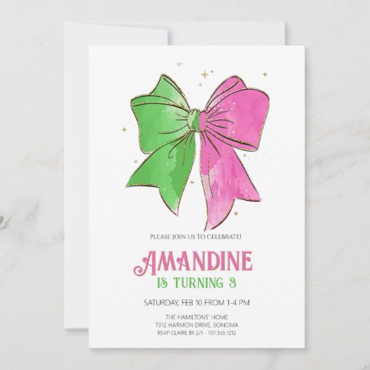 Bow Witches Girl Birthday Magical Party  Kaart (Voorkant)