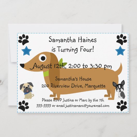 Bow Wow chien Invitation d'anniversaire (Dos)