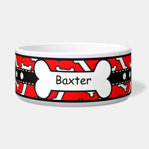 Bow Wow Doggie Botten Kleurrijk Rood en Zwart Voerbakje