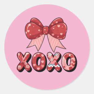 Bow XOXO Hearts Schattigee liefde Sweet Girls Vrou Ronde Sticker