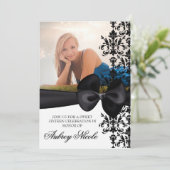 Bowed Damask Accented 5 x 7 Invite [Black] Kaart (Staand voorkant)