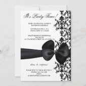 Bowed Damask Accented 5 x 7 Invite [Black] Kaart (Achterkant)