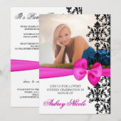 Bowed Damask Accented 5 x 7 Invite [Roze] Kaart (Voorkant / Achterkant)