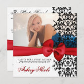 Bowed Damask Accented Invite [Red] Kaart (Voorkant / Achterkant)