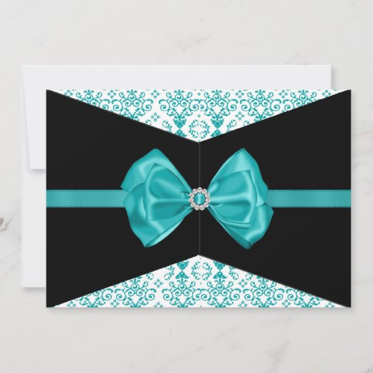 Bowed Damask Invite [Blauwgroen] Kaart (Voorkant)