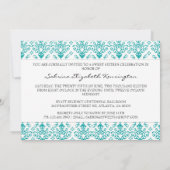 Bowed Damask Invite [Blauwgroen] Kaart (Achterkant)